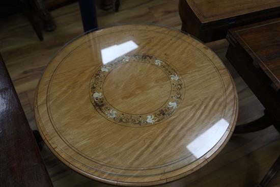 A late Victorian satinwood occasional table, W.2ft 2in.